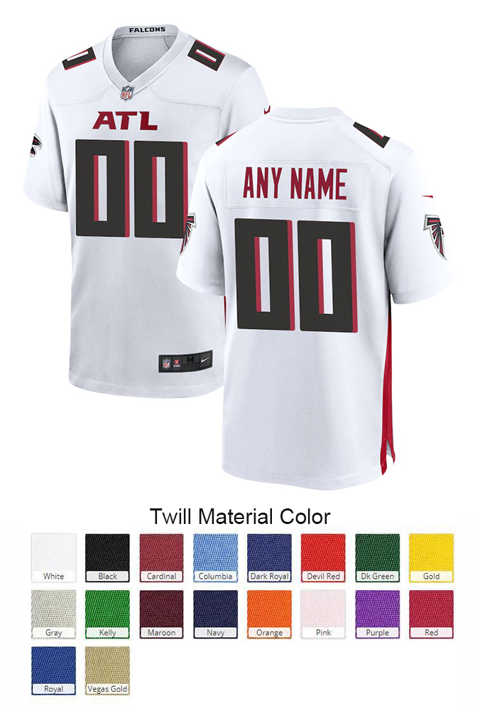 Atlanta Falcons Custom Letter and Number Kits For White Jersey 01 Material Twill